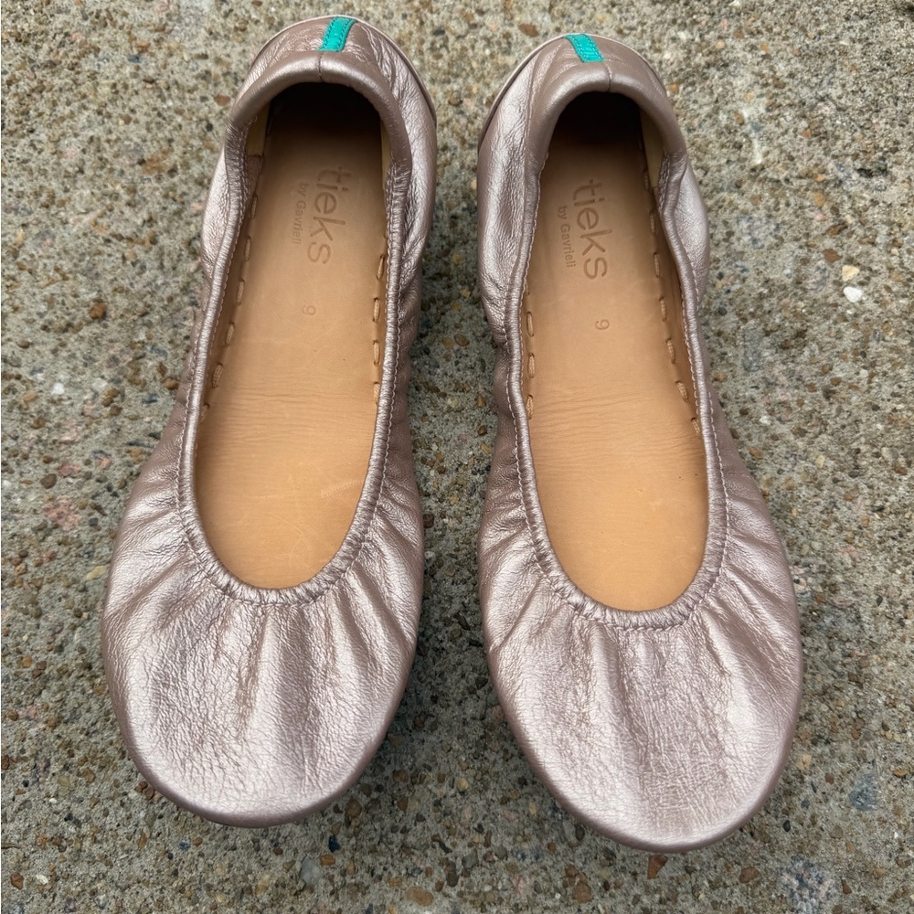 Tieks by Gavrieli Leather Ballet Flats Mtallic Rose Gold Size 9